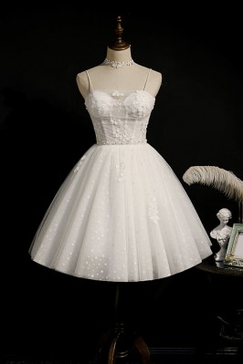 White Polka-Dot Tulle Short...