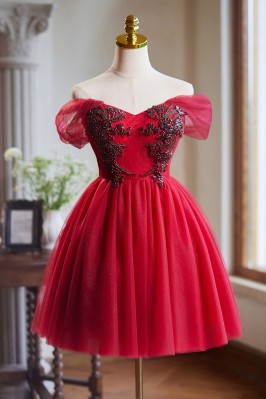 Short Red Homecoming Dress...