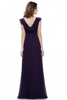 Dark Purple V-neck Empire Waist Sleeveless Chiffon Evening Dress - EP08500DP