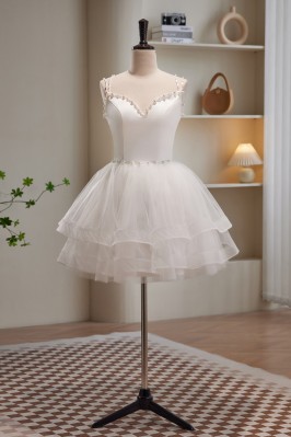 White Puffy Short Ballgown...