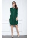 Dark Green Lace Long Sleeve Party Dress