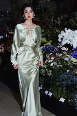 Mint Green Satin Long...