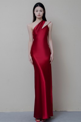 Red One-Shoulder...