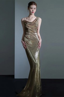 Gold Metallic Floor-Length...