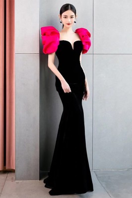 Black Floor-Length Mermaid...
