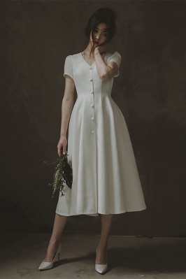 slim fit dress slacks Zapaka Women White Short Graduation Dress A-Line Spaghetti Straps Commencement Dress, White / L main image 0