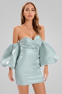 Light Blue Off-Shoulder...