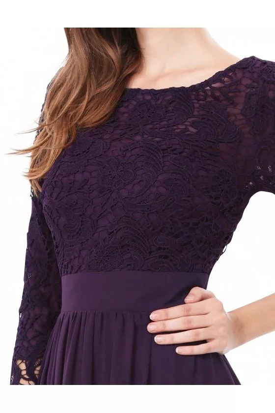 dark purple dress with sleeves