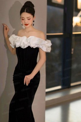 Black Velvet Off-Shoulder...