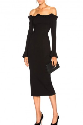 Black Off-Shoulder Ruffle...