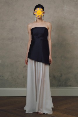 Black Two-Tone Strapless...