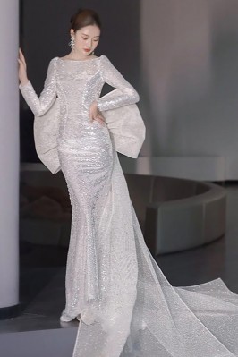 Silver Sequin Long Sleeve...