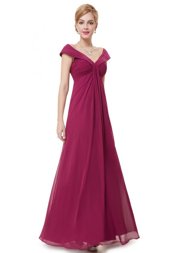 Purple Chiffon V-neck Long Party Dress - $55.46 #EP08457PP - SheProm.com