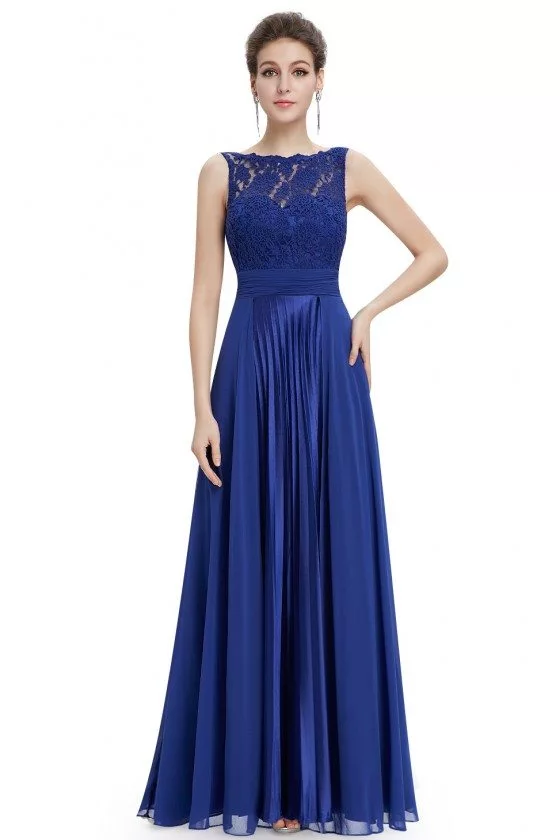 Royal Blue High Neck Lace Long Formal Evening Dress - $74 #EP08352SB ...