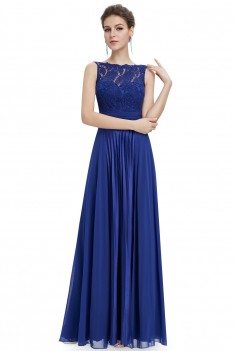 Royal Blue High Neck Lace Long Formal Evening Dress - $74 #EP08352SB ...
