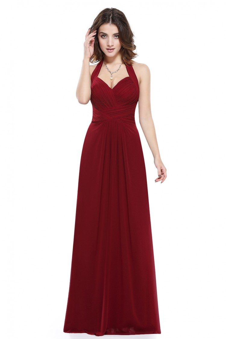 Sexy Burgundy Halter Long Open Back Evening Dress - $59 #EP08487BD ...