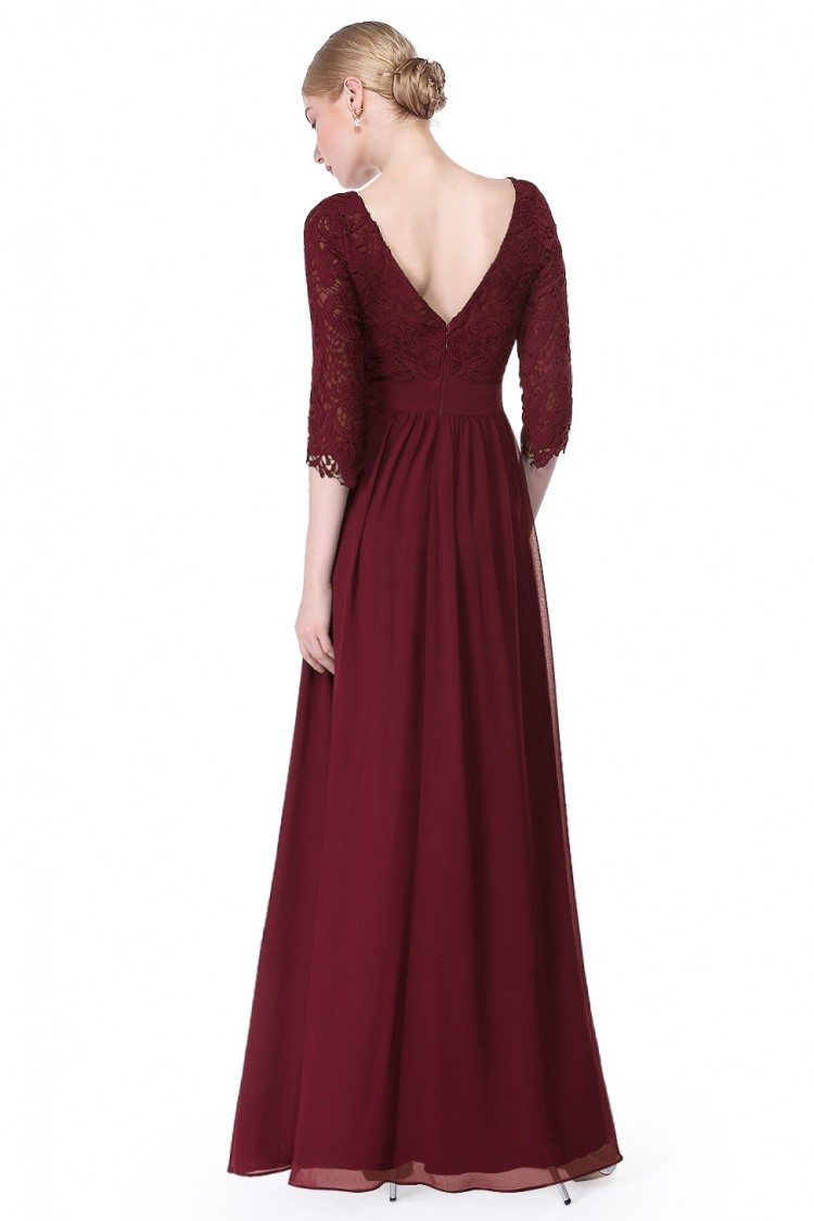 Elegant Burgundy 3/4 Sleeve Lace Long Evening Dress - $62.04 #EP08412BD ...