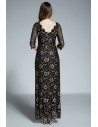Black Lace Half Sleeve Formal Long Dress - CK581