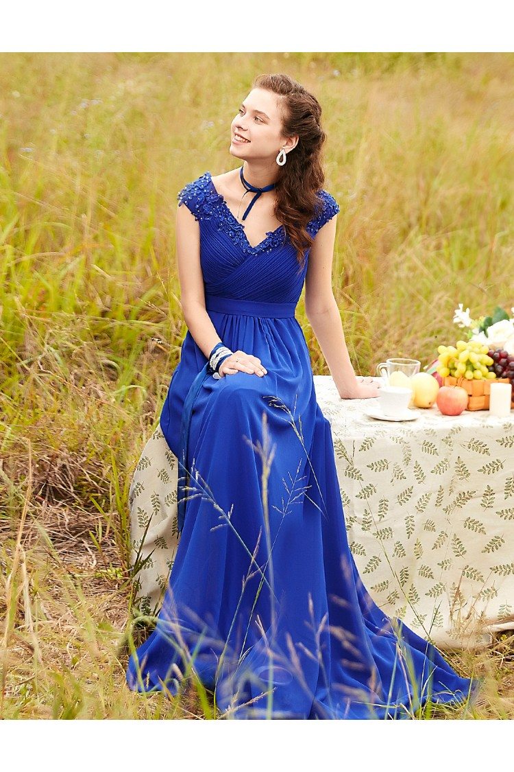 royal blue cap sleeve dress