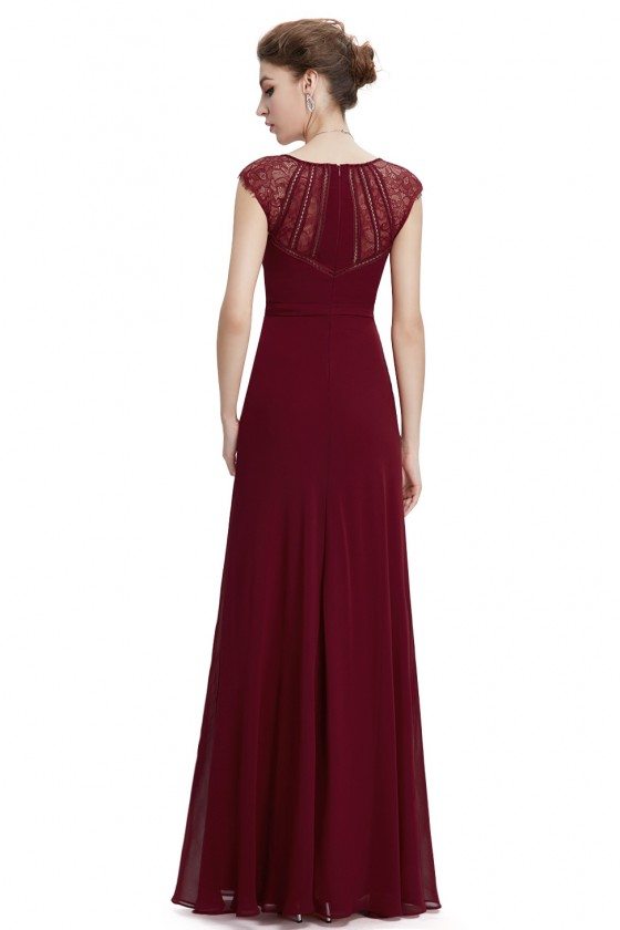 Burgundy Long Chiffon Evening Party Dress - $51.7 #EP08690BD - SheProm.com