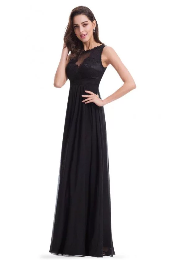 Black Long Chiffon High Neckline Evening Formal Dress - $71 #EP08715BK ...
