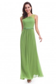 Green Chiffon Round Neck Long Evening Party Dress - $66 #EP08742GR ...