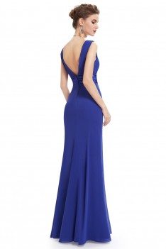 Royal Blue Sexy Slit V-neck Long Prom Dress - EP08743SB