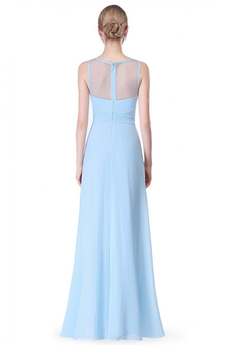 Blue Illusion Neckline Chiffon Long Prom Dress - $56 #EP08761BL ...