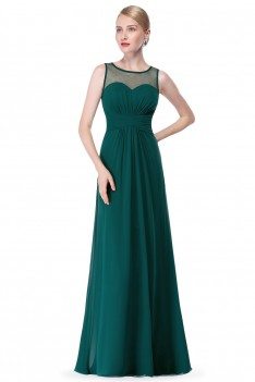 Dark Green Illusion Neckline Chiffon Long Prom Dress - $56 #EP08761DG ...