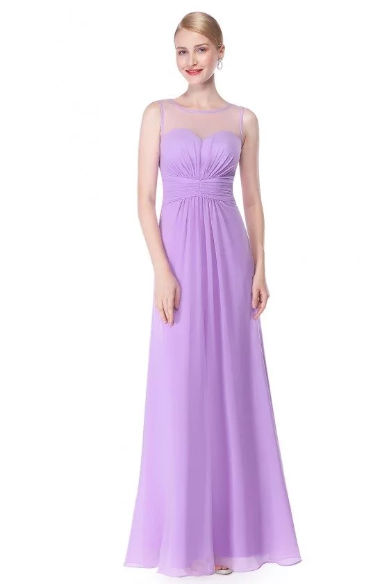 Lavender Illusion Neckline Chiffon Long Prom Dress - $52.64 #EP08761LV ...