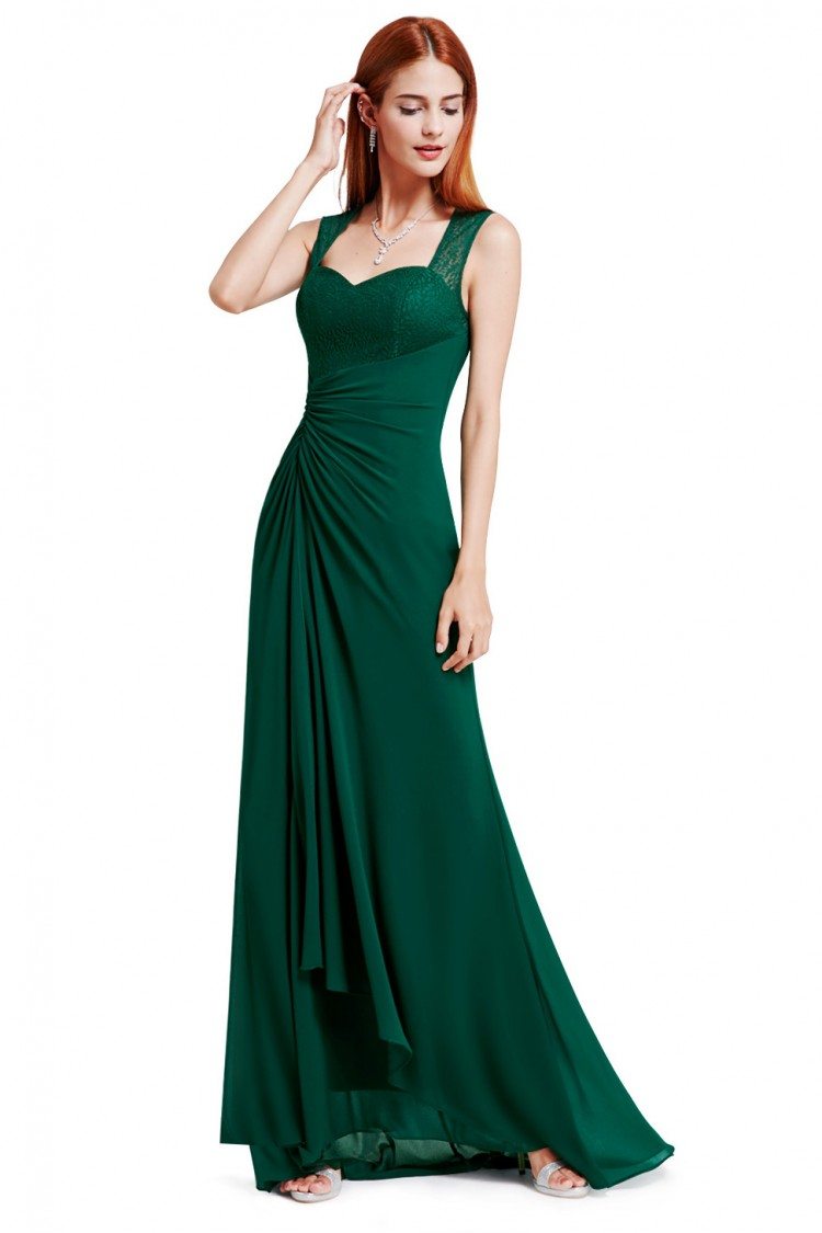 Dark Green Simple Sheer Lace Long Evening Party Dress - $59 #EP08776DG ...