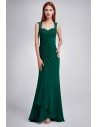 Dark Green Simple Sheer Lace Long Evening Party Dress - EP08776DG