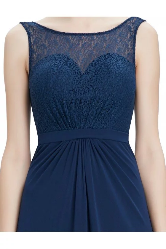 Navy Blue Round Neck Long Evening Party Dress - $56 #EP08781NB ...