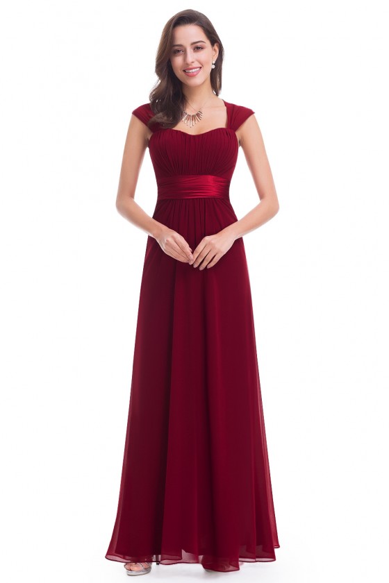 Burgundy Chiffon Square Neck Long Bridesmaid Dress - $56 #EP08834BD ...