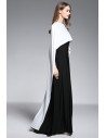 Two Piece Cape Style Black White Formal Dress - CK608