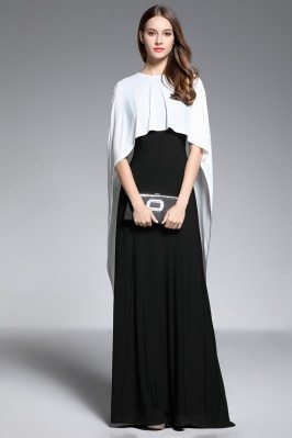 Two Piece Cape Style Black White Formal Dress