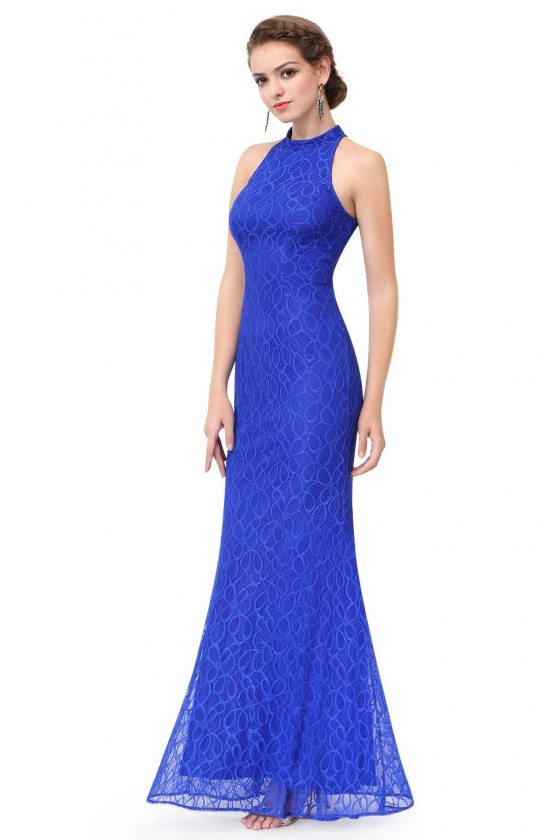 Royal Blue Lace Halter Long Mermaid Prom Dress - $52 #EP08865SB ...