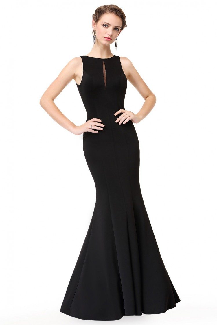 Simple Black Sleeveless Long Mermaid Evening Dress - $56 #EP08866BK ...