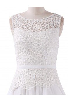 White Sleeveless Lace Long Party Dress - EP08904CR