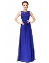Royal Blue Sleeveless Lace Long Party Dress - EP08904SB