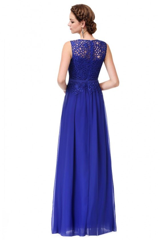 Royal Blue Sleeveless Lace Long Party Dress - $52 #EP08904SB - SheProm.com