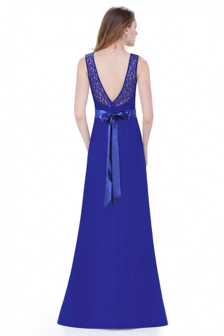 Royal Blue Sleeveless Lace Long Evening Party Dress - $45 #EP08938SB