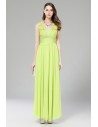 Green Lace Open Back Long Formal Gown