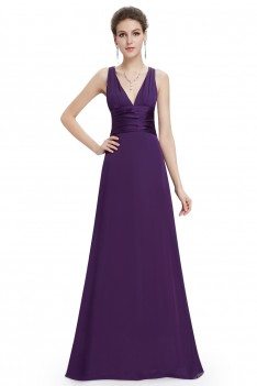 Dark Purple Sexy V-neck Chiffon Evening Dress for Formal - $42 # ...