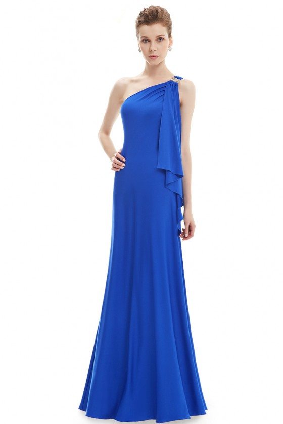 Blue Sleek One Shoulder Diamantes Long Evening Dress - $34 #EP09463BU ...