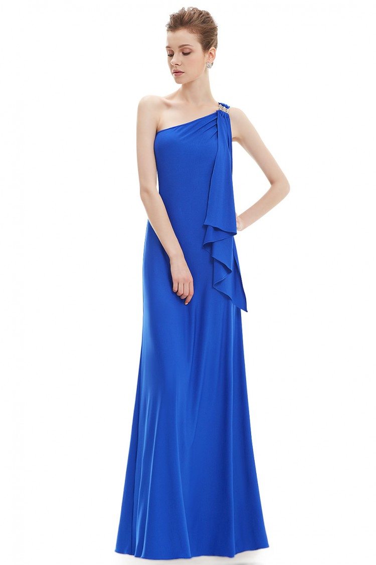 Blue Sleek One Shoulder Diamantes Long Evening Dress - $34 #EP09463BU ...