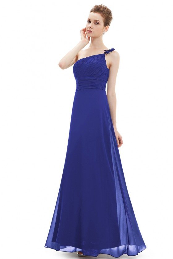 Royal Blue One Shoulder Flower Ruffles Chiffon Formal Dress - $45 # ...