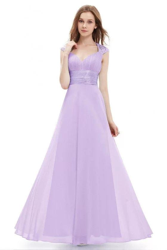 Lavender V-neck Sequins Chiffon Ruffles Empire Line Evening Dress - $45 ...