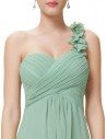 Mint Green Flowers One Shoulder Chiffon Padded Bridesmaid Dress - EP09768MG
