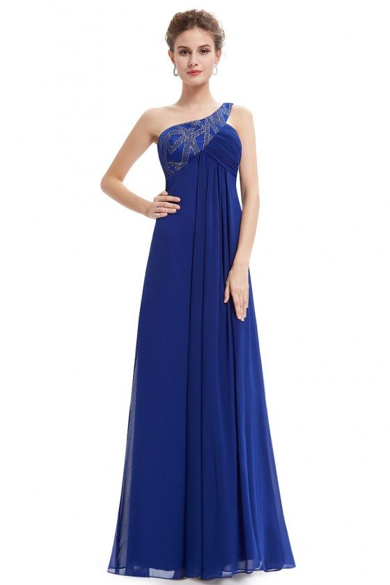 Royal Blue One Shoulder Open Back Prom Dress - $52 #EP09872SB - SheProm.com